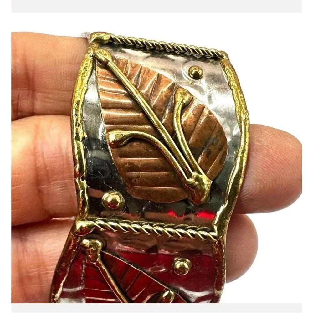 Copper and brass cuff bracelet